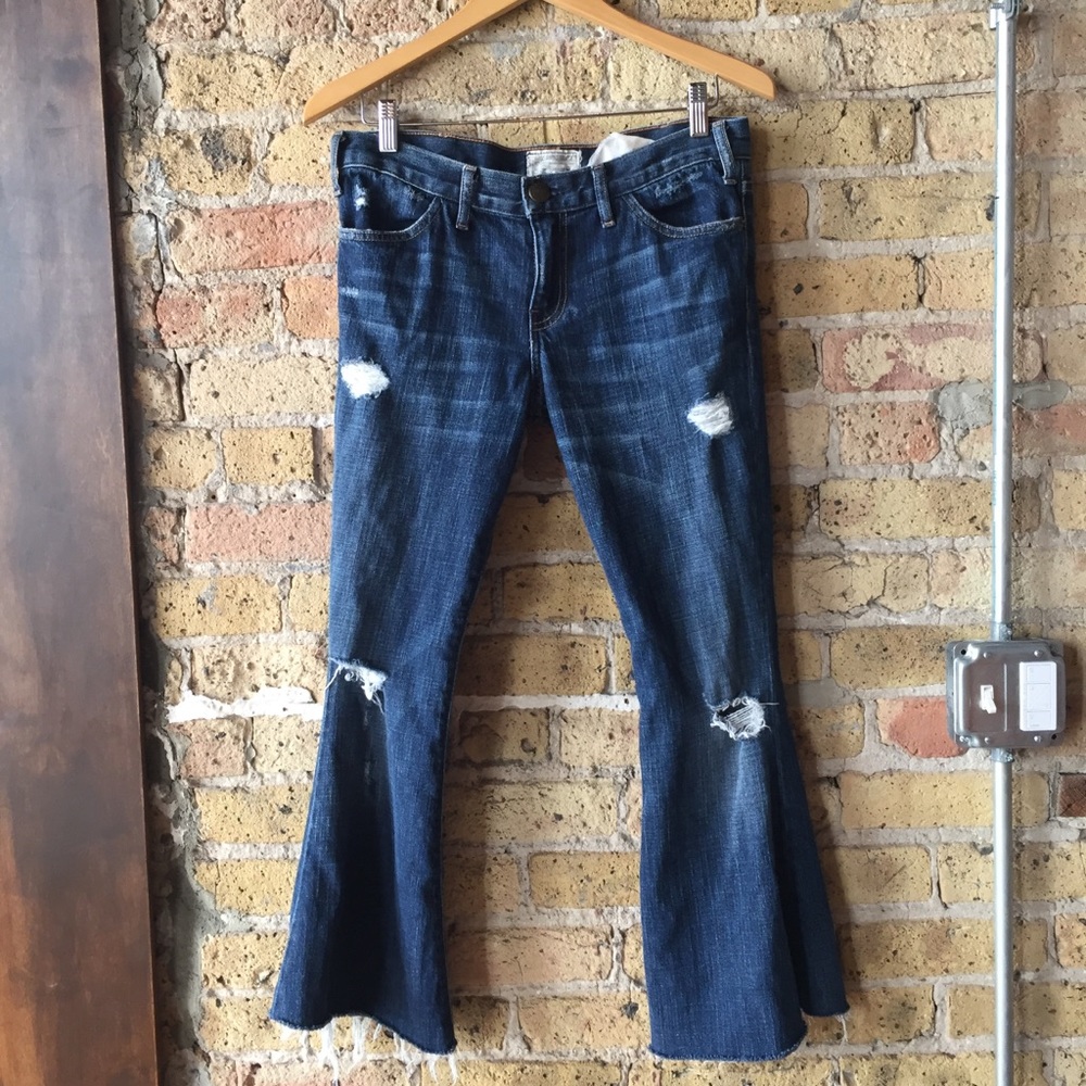 elephant bell flare boyfriend jean raw hem